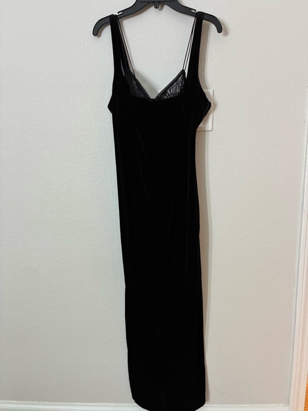 NWT — ZARA Black Lace Trim Midi Dress – Satin Slip Dress Size S